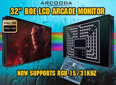 Arcooda 32" BOE LCD Arcade Monitor now with 15/31Khz