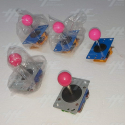 Assorted Arcade Joysticks with Pink Balltops -  New (5 Pcs)