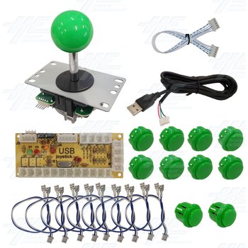DIY Green Arcade Joystick and Buttons Kit for Arcade Machines