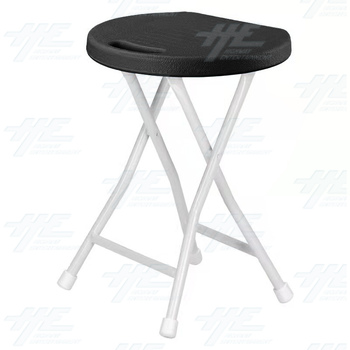 Plastic Fold Out Stool with White Frame - Black