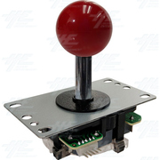 Arcade Joystick (Sanwa Style) with Blade Microswitch PCB and Round Restrictor Plate - Red