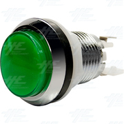 33mm Chrome Finish Push Illuminated Button Set - Green