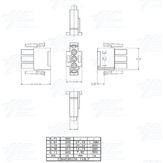 TYCO ELECTRONICS / AMP Universal Plug Housing 3 Way, Mate N Lok Plug - 350766-1 - Product Specification