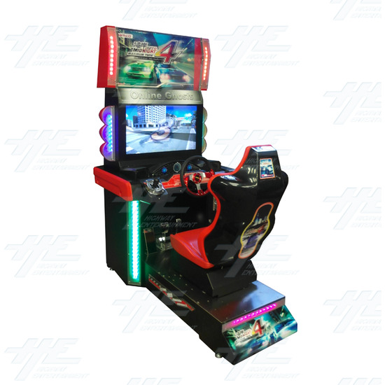 Metal Driving Arcade Cabinet (WMMT4 Style) with Outrun PC Game - Full View