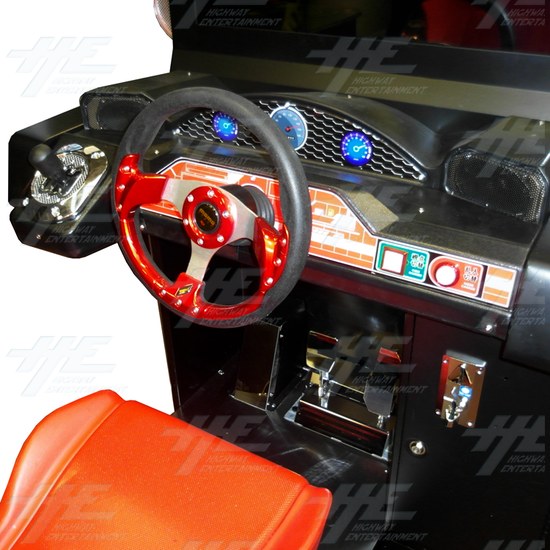 Metal Driving Arcade Cabinet (WMMT4 Style) with Outrun PC Game - Control Panel
