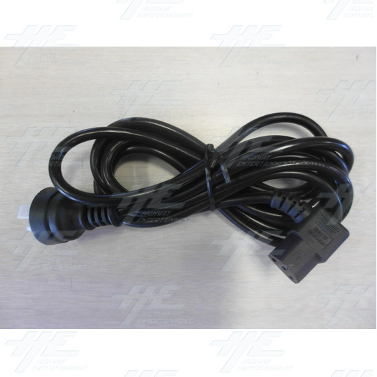 Power Cable 240V AUST R/A Socket Black - 3m - Front View
