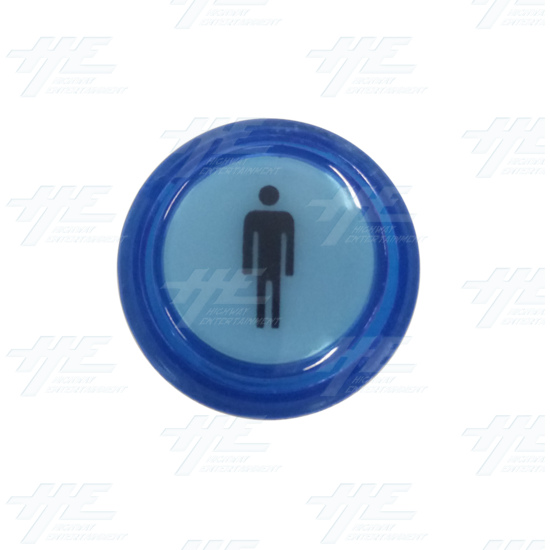 Player 1 (P1) Push Button for Arcade Machines - Blue Illuminated - Top View