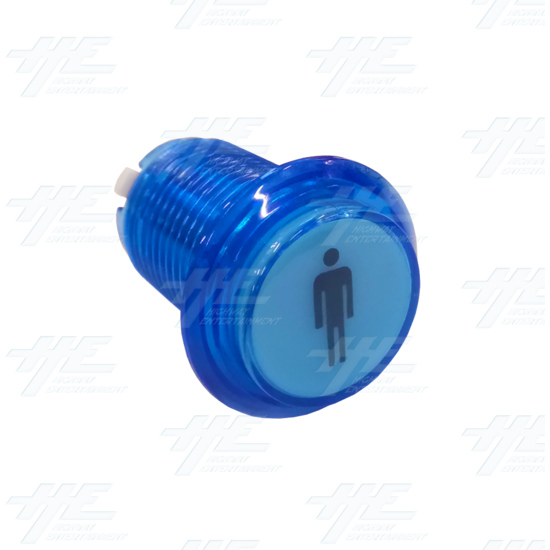 Player 1 (P1) Push Button for Arcade Machines - Blue Illuminated - Angle View