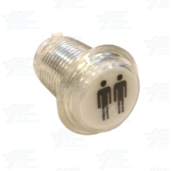 Player 2 (P2) Push Button for Arcade Machines - Clear Illuminated - Angle View