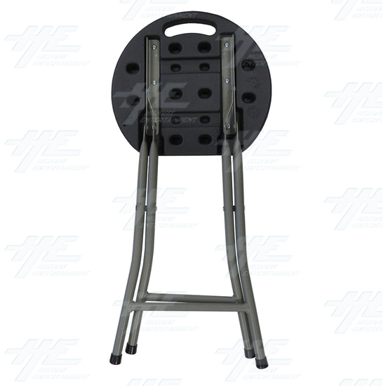Plastic Fold Out Stool - (Black Version) - Folded - Back View