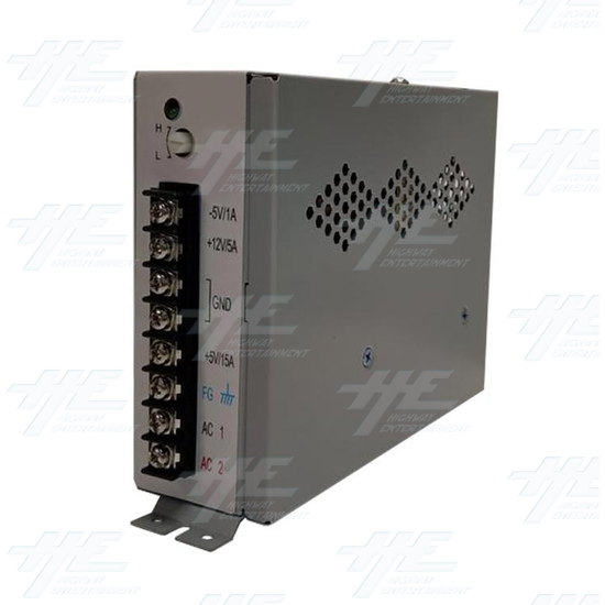 Arcade Machine Switching Power Supply +5v +12v -5v 110-240v 15AMP (Mindong) - 15Amp switching power supply Angle View