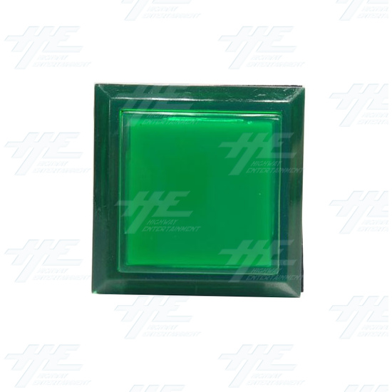 Square 33mm Illuminated Push Button Set - Green - Square 33mm Illuminated Push Button - Green Front View