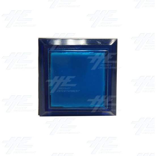 Square 33mm Illuminated Push Button Set - Blue - Square 33mm Illuminated Push Button - Blue Front View