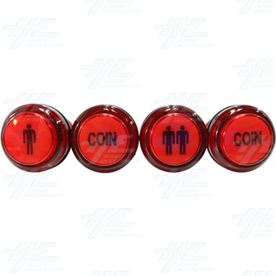 Illuminated Start Button 4pc Set - Red - Illuminated Start Button 4pc Set - Red