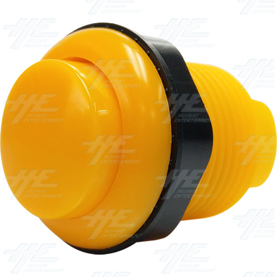 33mm Arcade Push Button with Inbuilt Microswitch - Yellow - Convex - Yellow Push Button with Inbuilt Microswitch