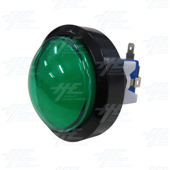 Big Dome Push Button Illuminated Set (63mm) - Green - Dome Illuminated Push Button Set - Green Angle View