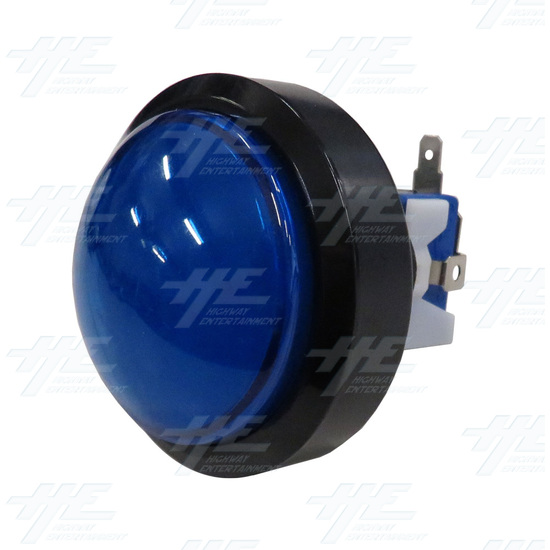 Big Dome Push Button Illuminated Set (63mm) - Blue - Dome Illuminated Push Button Set - Blue Angle View