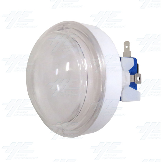 Big Dome Push Button Illuminated Set (63mm)- White w/ White Surround - Dome Illuminated Push Button Set - Complete White Angle View