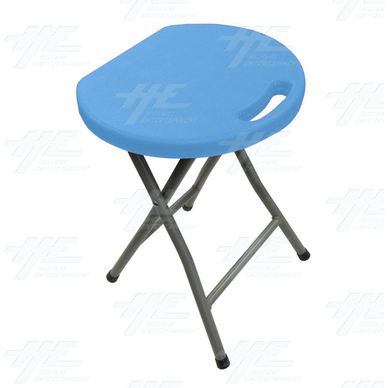 Plastic Fold Out Stool - (Blue Version) - Angle View