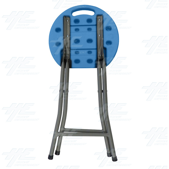 Plastic Fold Out Stool - (Blue Version) - Folded - Back View
