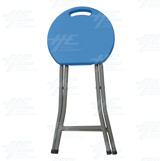 Plastic Fold Out Stool - (Blue Version) - Folded - Front View