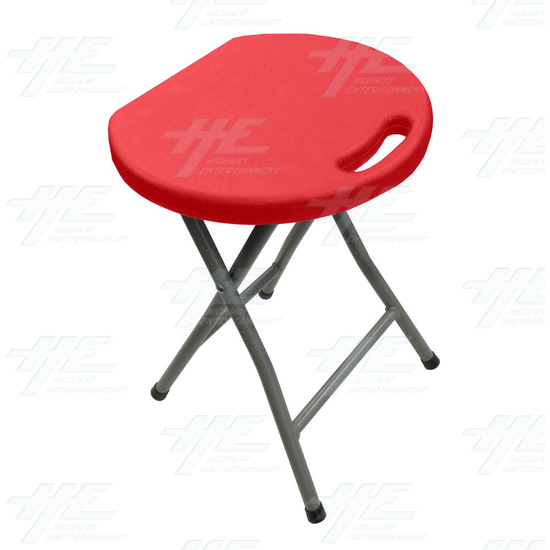 Plastic Fold Out Stool - (Red Version) - Angle View