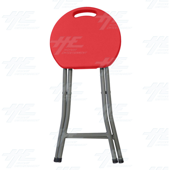 Plastic Fold Out Stool - (Red Version) - Folded - Front View