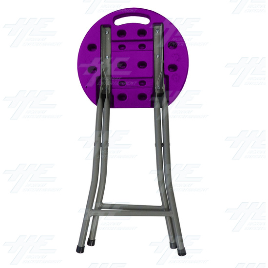 Plastic Fold Out Stool - (Purple Version) - Folded - Back View