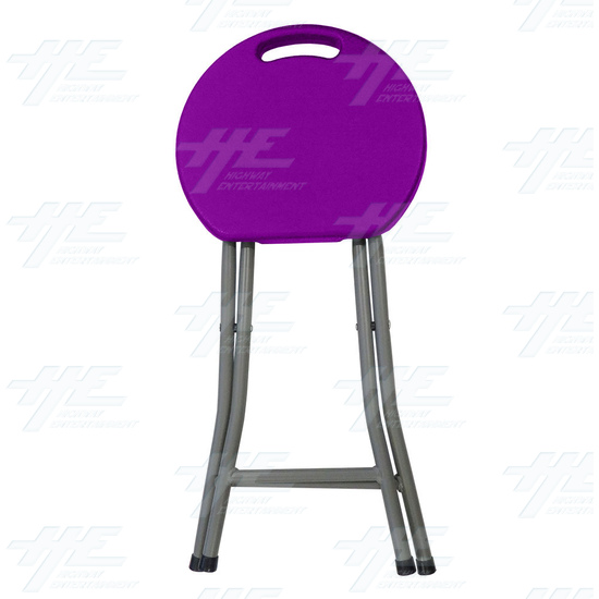 Plastic Fold Out Stool - (Purple Version) - Folded - Front View