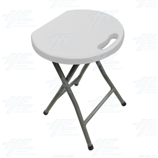 Plastic Fold Out Stool - (White Version) - Angle View