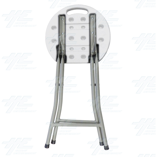 Plastic Fold Out Stool - (White Version) - Folded - Back View