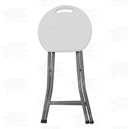 Plastic Fold Out Stool - (White Version) - Folded - Front View