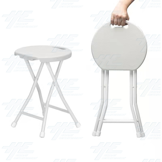 Plastic Fold Out Stool with White Frame - Black - Plastic Fold Out Stool with White Frame