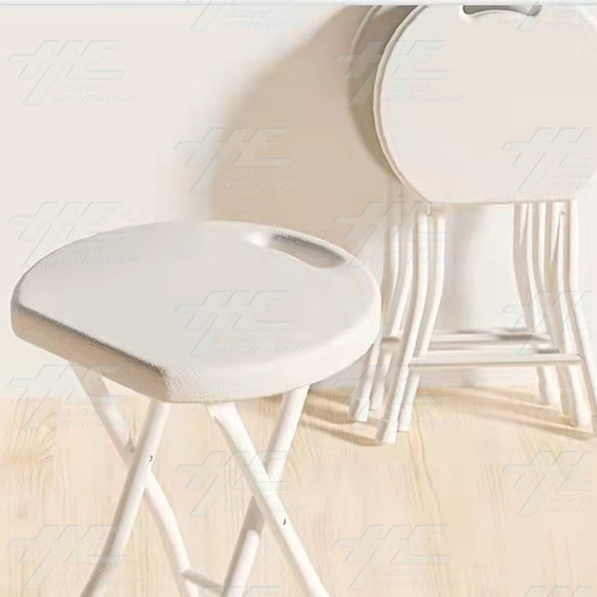 Plastic Fold Out Stool with White Frame - Blue - Perfect For Indoors