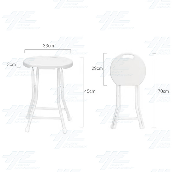 Plastic Fold Out Stool with White Frame - Blue - Dimensions