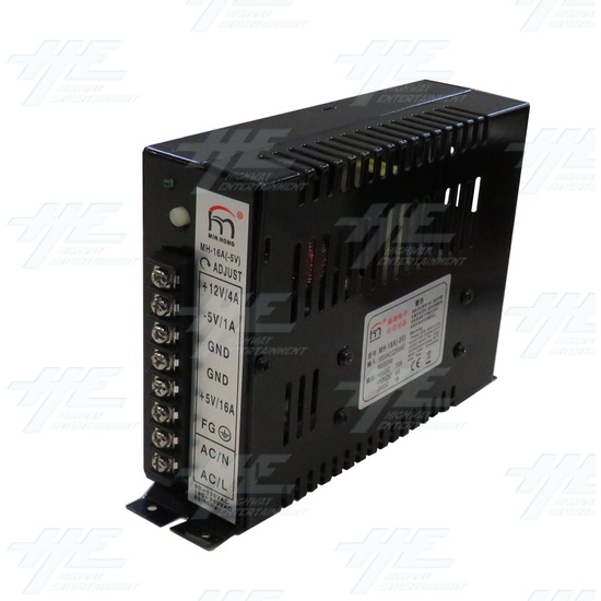 Arcade Machine Switching Power Supply +5v +12v -5v 110-240v 16AMP (Min Hong) - Angle View