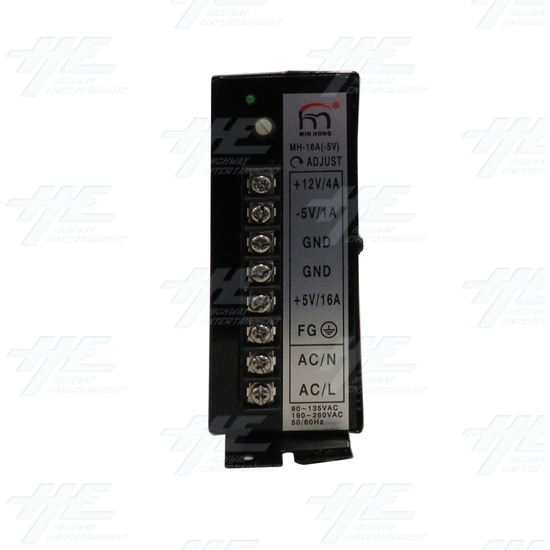 Arcade Machine Switching Power Supply +5v +12v -5v 110-240v 16AMP (Min Hong) - Front View