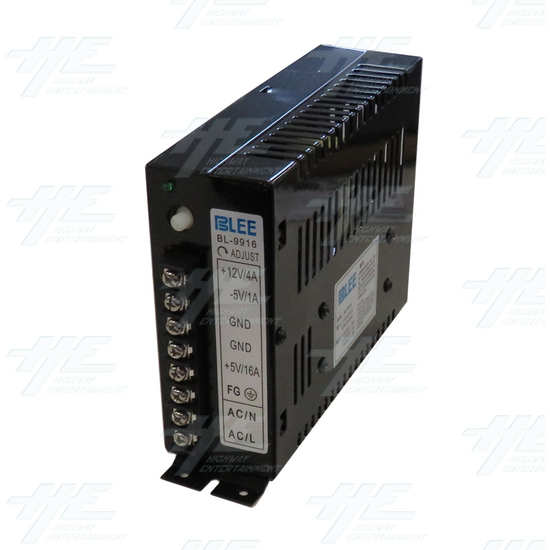 Arcade Machine Switching Power Supply +5v +12v -5v 110-240v 16AMP (BLEE) - Angle View