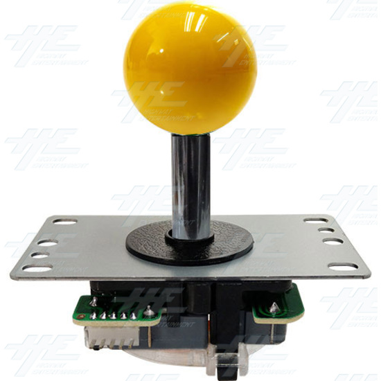 Arcade Joystick (Sanwa Style) with Microswitch PCB and 4/8 Way Restrictor Plate - Yellow - Side View
