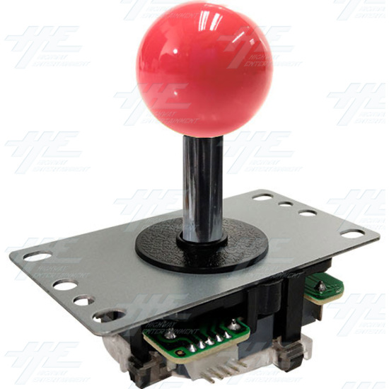 Arcade Joystick (Sanwa Style) with Microswitch PCB and 4/8 Way Restrictor Plate - Pink - Angle View