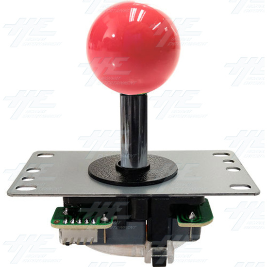 Arcade Joystick (Sanwa Style) with Microswitch PCB and 4/8 Way Restrictor Plate - Pink - Side View