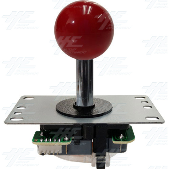 Arcade Joystick (Sanwa Style) with Microswitch PCB and 4/8 Way Restrictor Plate - Red - Side View