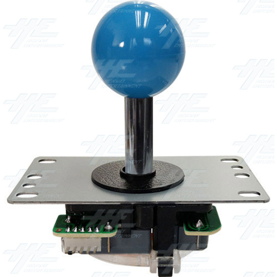 Arcade Joystick (Sanwa Style) with Microswitch PCB and 4/8 Way Restrictor Plate - Blue - Side View