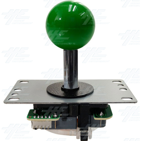 Arcade Joystick (Sanwa Style) with Microswitch PCB and 4/8 Way Restrictor Plate - Green - Side View