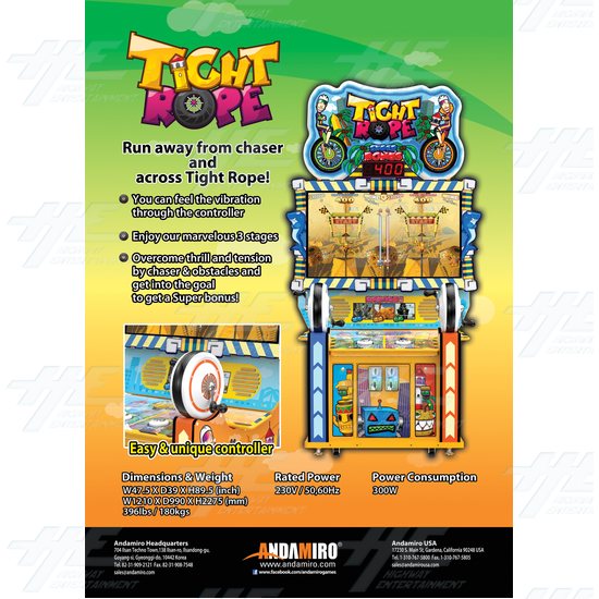 Tight Rope 2 Player Arcade Machine - Tight Rope Brochure