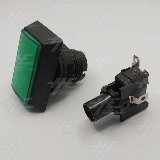 Rectangular High Profile Illuminated Push-Button - Green - No Bulb Included - Pushbutton and Switch/Housing Assembled