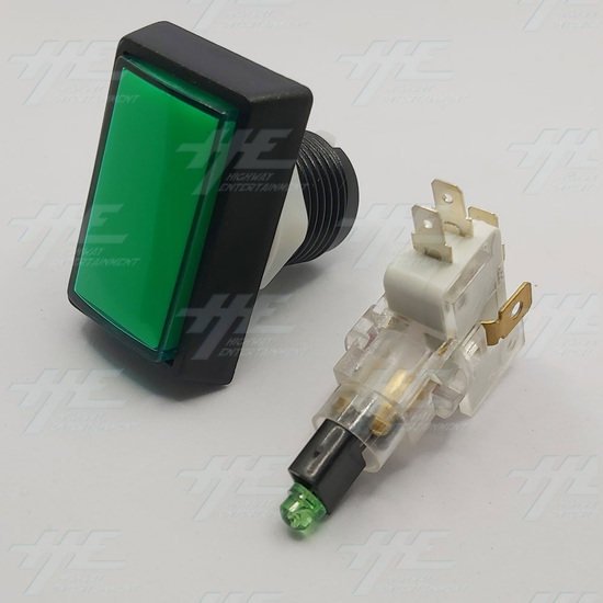 Rectangular High Profile Illuminated Push-Button - Green - Bulb Included - Pushbutton and Switch/Housing Assembled