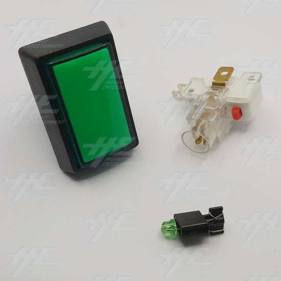 Rectangular High Profile Illuminated Push-Button - Green - Bulb Included - Pushbutton and Switch/Housing
