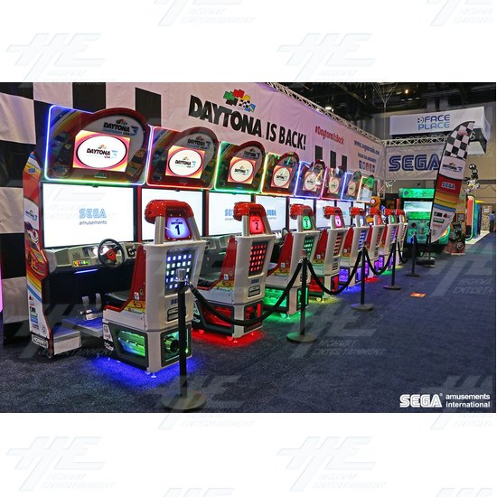 Daytona Championship USA DLX  Arcade Driving Machine (Twin Seat) - Daytona 3: Championship USA pictured at 2016 IAAPA Attractions Expo