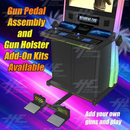 Tempest Upright Arcade Machine - Blue - Tempest Add-On Pedal Assembly and Gun Holsters